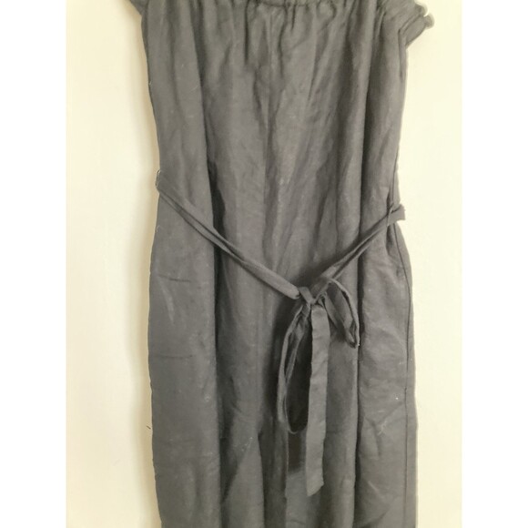 Loft Linen Blend Wide Leg Jumpsuit MEDIUM Black One Piece Minimalist - Picture 3 of 10